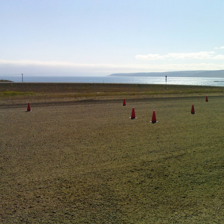 Kennsla fór fram á plani við motorcrossbraut Hólvíkinga