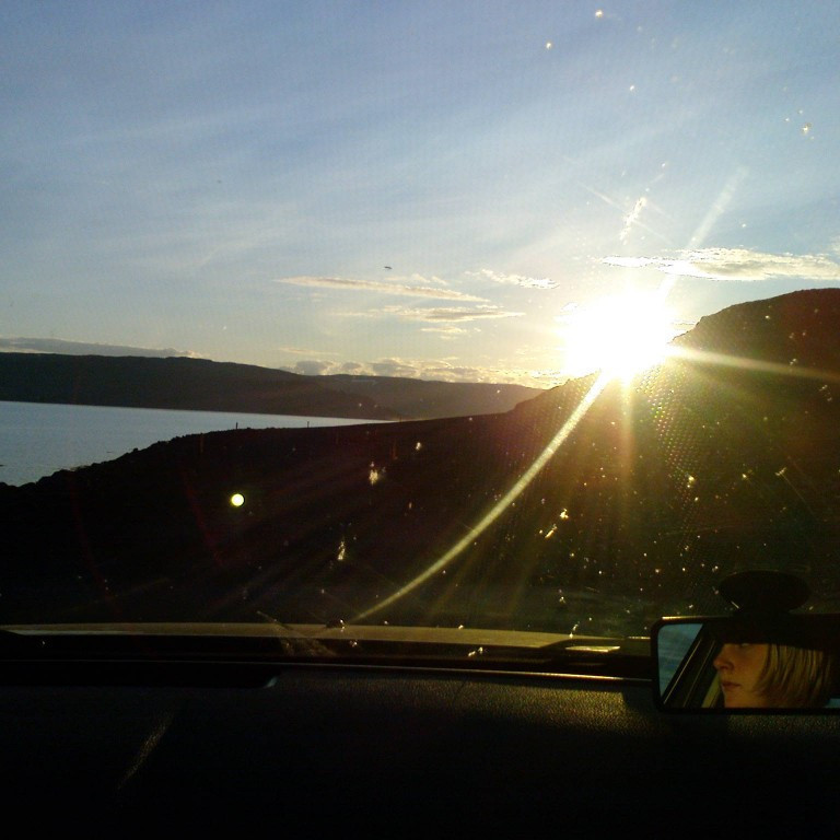 Við kennslu, sólinn blindar