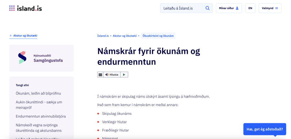 Uppfærð námskrá fyrir endurmenntun atvinnubílstjóra