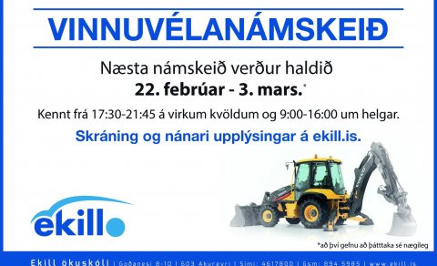 FRESTAÐ: Vinnuvélanámskeið 22.febrúar