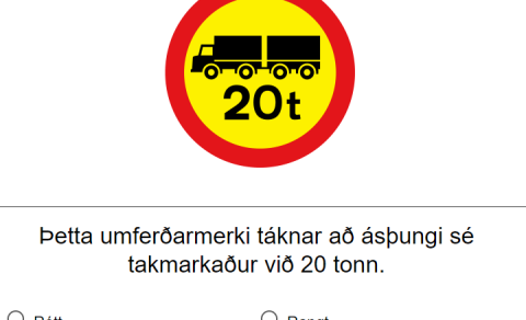 Dæmi um spurningu á nýju Öryggisprófi