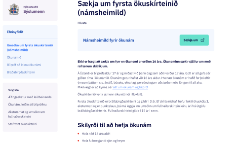Umsókn um námsheimild vegna ökunáms